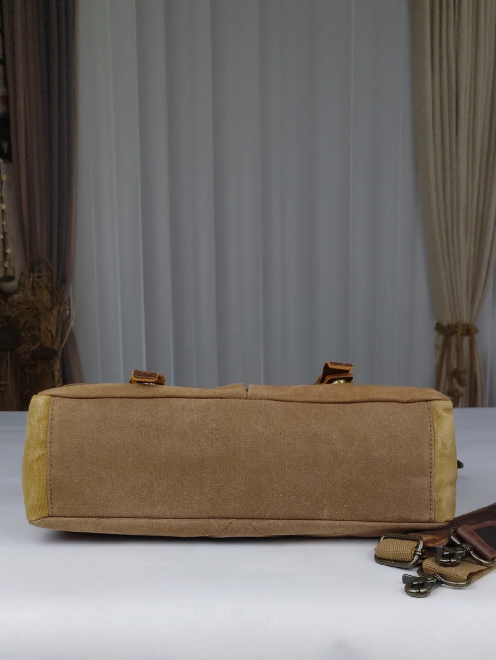 Newhey Men's Canvas And Leather Laptop Messanger Bag.